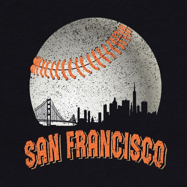 San Francisco Vintage Skyline Baseball For Gameday by cytoplastmaximume